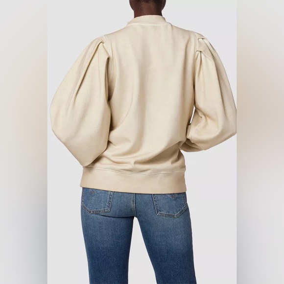 Hudson Jeans Women's Tuck Sleeve Cream Beige Pullover Sweatshirt - Large, EUC - Picture 2 of 6